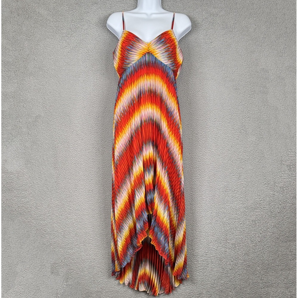 Calvin Klein Dress Womens 4 Chevron Maxi High Low Beachy Coastal Resort Vacation